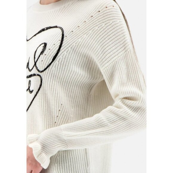 Princess Goes Hollywood NWT Cream Longsleeve Sweater w Blk Sequin "Soul Mate" M - Picture 5 of 13